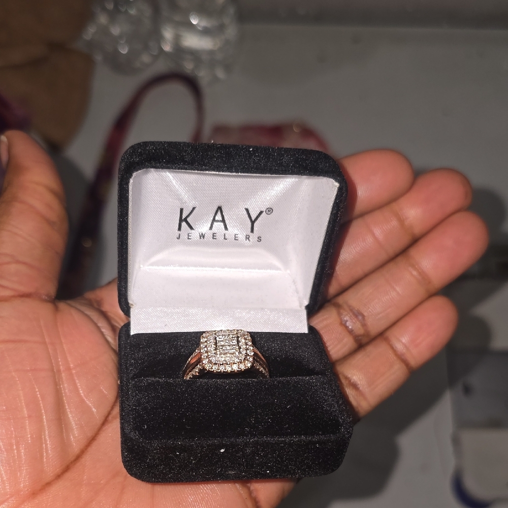 Kay Jewelers Silvery White Diamond Halo Engagement Ring